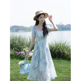 French Sweet Dizzy Stained Flower Dress Female Summer Small High-End Temperament To Waist Fairy Holiday Dress