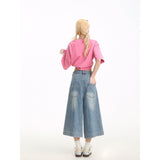 Graffiti Denim Seven-Point Trousers Women's Summer Trend New Broad-Legged Trousers Loose Straight Street Casual Shorts