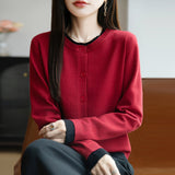 Wool Blended 2026 Autumn And Winter New Women Loose Color Collar Buckle Two Bottoms Outside Wearing Knitwear Coat