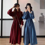 Spring And Autumn 2025 New Sweet Wood Ear Dress Female Students Long Sleeves Korean Version Of Thin Long A Skirt Tide