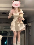 In The Fugitive Princess French Bow Dress Women Summer High-End Feeling Small Pmpong Princess Pure Style Short Dress