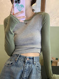 The New Long-Sleeved T-Shirt Girl Spring And Autumn Thin-Skinning Shoulder Slimming Round-Necked Inside The Bottom Shirt Wear