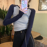 The New Long-Sleeved T-Shirt Girl Spring And Autumn Thin-Skinning Shoulder Slimming Round-Necked Inside The Bottom Shirt Wear