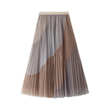 Pinting 100-Fold Net Dress Elastic Tension Tight Waist Thin Long A-Word Big Swing Skirt Winter 1803