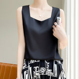 Silk Satin 2026 Spring And Summer Women's New Body-Repair Broadband V-Neck Short Temperament With A Blouse Sling Vest