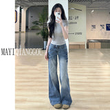 Tall Long Version Of Retro Low-Waisted Micro-Rave Jeans Women Spring And Autumn High Waists Thin Babes Drag Floor Pants