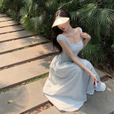This Year's Popular Beautiful Vest Dress Women's Summer Fish Bones Folded Waist Long Skirt Fashion