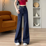 White Cowboy Broad Leg Trousers Women's Wide Legs Long Legs 2025 Autumn High-Rise High-Rise Belly Tug Trousers