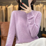 Support Quality Inspection Seamless 100% Pure Wool 2026 Line Ready-On-Line Autumn And Winter New Round Collar Knitted Bottom Sweater