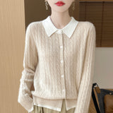 Wool Blended 2026 Autumn And Winter New Women's POLO Collar Small Mahjong Short Warm Knitted Open Shirt Over Jacket