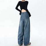 Broad-Legged Scissor Jeans Women 2025 Autumn And Winter Trend With The New High-Rise Loose Thin Sleek Trousers