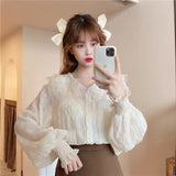 Very Fairy Blouse Sweet Age-Rearing Doll-Neck Chiffon Dress Women Spring And Autumn Design Sense Niche Ocean Inside The Shirt
