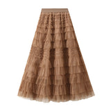 Spring And Summer New High-Rise Thin A-Layer Mesh Cake Skirt Long Skirt Fairy Dress 8075