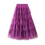 Cake Skirt 2025 Autumn New Mesh Dress Design Half-Dress Net Yarn Splicing Ponpong Skirt 1219
