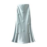 National Style Three-Dimensional Flower Long Skirt Summer New Set Of Thin Skirt Long Dress D9981