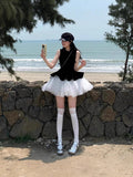 Rich Family Temperament Princess Phony Dress Girl Spring And Autumn 2025 New Velvet Mesh Sleeveless Skirt