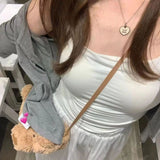 Gentle Style White Sling Vest Dress Set Women's Early Summer New Lazy Wind Korean Leisure Three-Piece Set