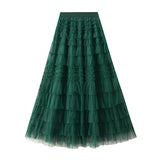Spring And Summer New High-Rise Thin A-Layer Mesh Cake Skirt Long Skirt Fairy Dress 8075