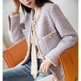 Small Fragrant European Women's Clothing Lavender Purple Coarse Flowers, The Shirt Coat Coat Women Composite Autumn And Winter Short Children