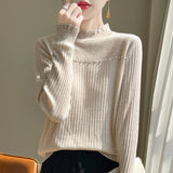 Fine-Woven Wool 2026 Autumn And Winter New Women's Short Lace Lace Lace Lace Collar Nail Beads Knitted Sweater