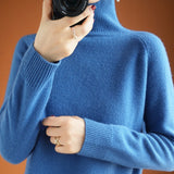 Wool Blended 206 Autumn And Winter New Short Lady Korean Version Of High-Necked Loose Solid Color Knitted Bottom Sweater