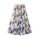 Printed Half-Body Skirt A-Word Umbrella Skirt Summer 2025 New Women's Long-Singed High-Rise Thin Spring And Autumn 1998