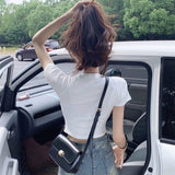 Repair Short T-Shirt For Girls Summer New Butterfly Blouse Can Be Umbilly Exposed Umbilly Heavy Shoulder Short Sleeves