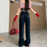 Embroidered Vintage Broad-Legged Jeans Women's Autumn Design Sense Small Loose Straight Pants 2025 New Pants