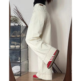 Pear Size Large White Jeans Women 2025 New Fat Mm Loose Straight Bf Lazy Windy Broad Leg Pants