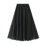 Big Swing Splicing Yarn Dress Lint Lint Half Dress Woman 2025 Spring Splicing Mesh Yarn Skirt 1828
