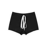 Black Tight Casual Shorts Women Summer Little Hottie Rope High Waist Thin Straight Trousers Repair Warm Pants
