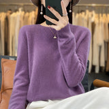 Support Quality Inspection Seamless 100% Pure Wool 2026 Line Ready-On-Line Autumn And Winter New Round Collar Knitted Bottom Sweater