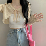 Solid Color Shoulder With Ice Silk Sunscreen Cardigan Women's Spring And Summer Thin Coat Short Outer Small Shawl Hoodie
