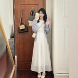Two / Suit Commuting Texture Sleeveless Dress Dress Female + Purple Hollow Knit Long-Sleeved Coat Temperament