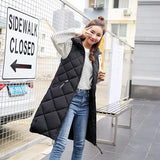 Long-Style Women's Cotton Vest Women's Autumn And Winter Long Korean Version Of The Hooded Down Cotton Vest Large Size Thick Shoulder Coat Winter