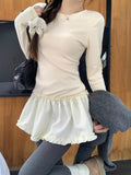 Ballet Lace Under The Long-Sleeved T-Shirt Girl Spring And Autumn New Niche Design Feeling Stacked With A Bottoming Shirt