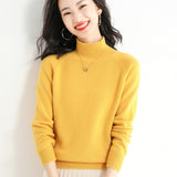 Wool Blended 206 Autumn And Winter New Short Lady Korean Version Of High-Necked Loose Solid Color Knitted Bottom Sweater