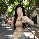 Long-Sleeved T-Shirt Girl Spring And Autumn New Korean Version Of The Body-Repair Sexy And Pure Hot Girl Design Sense Inside The Top