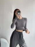 Simple Body Solid Color Set Bottom Shirt Women's Spring And Autumn Round Collar Long-Sleeved T-Shirt