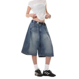 Denim Trousers Retro Broad Legs Daily Leisure Five-Point Trousers Women's Summer Trend New Loose Straight Shorts