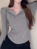 Irregular T-Shirt Hooded Bottoming Women's Early Autumn New Fat Mm Pure Lust Wind To Show Thin Sleeve Tops In Tide