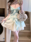 Tea Wear A Set Of Summer Sweet Temperament Slings Pony Pony Short Skirt Small Man Two Sets