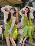Bohemian Asian Style Suit Green Tud Dress Women Summer Design Small Many Pamine Skirt Women