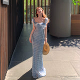 Design Sensing French Vintage Dizzling Wave Point Lace Chiffon Printed Suspension Brassed Holiday Fairy Dress