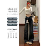 Vintage Double-Button Micro-Horn Jeans Women's New High-Waisted Elastic Trousers In Autumn And Winter 2025