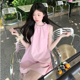Small Sleeveless Vest Pink Dress Dress Women's Summer 2025 New Beautiful Beach Tidop Skirt Seaside Vacation