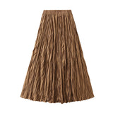 Light Luxury Light Pressure Folded Skirt Women's Spring And Autumn New Station Big Swing Thin Folded A Skirt 0323