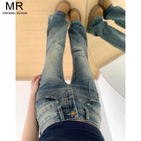 Vintage High-Rise Micro-Tipped Jeans Women 2025 Summer New Slim Slimming Horseshoe Horn Pants