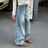 Workwear Trousers Loose Scissors Jeans Men And Women Retro Water Wash Broad Leg Trend New Casual Trousers