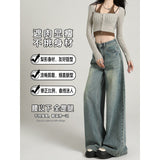 Vintage A Version Of Broad-Legged Jeans Women 2026 Spring New High-Rise Slim Loose Moist Tug Trousers